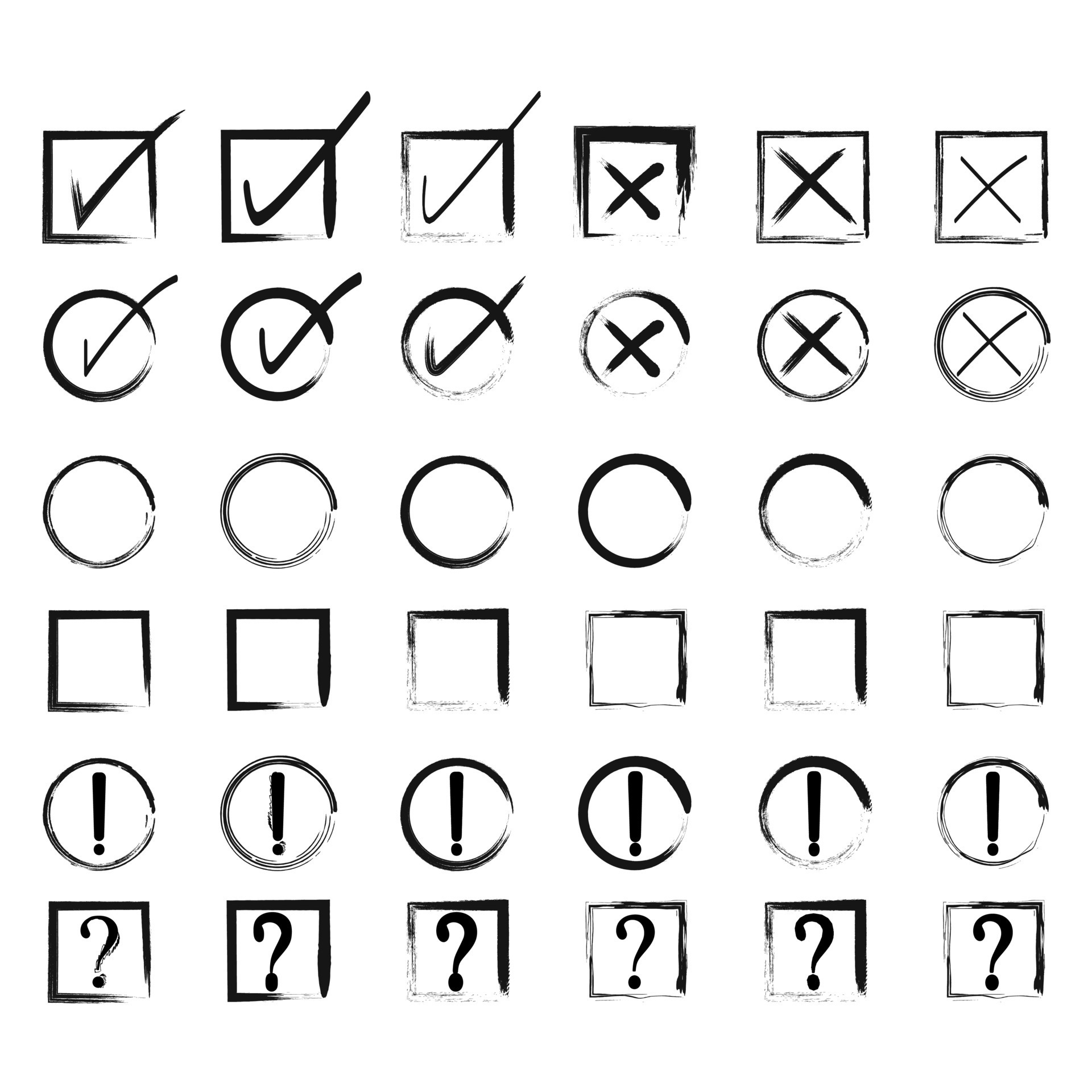 Premium Vector  Hand drawn checkmark cross check mark. marker pen check  marks answers in test, confirmation