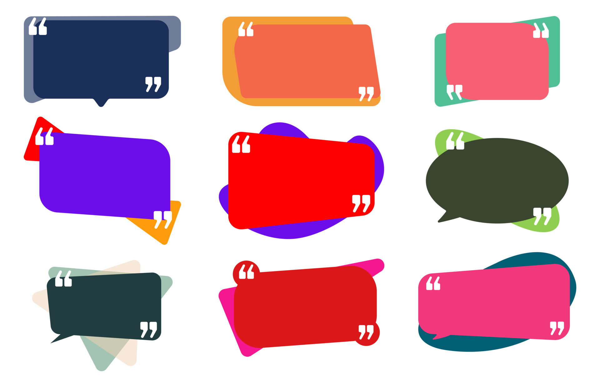 Quotes frames, quote remark, mention quotations frame collection set