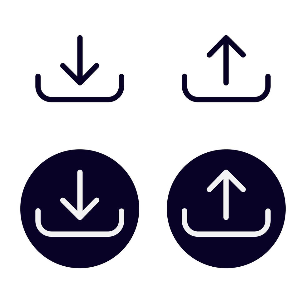 Upload and download icon in black and white. arrow up and arrow down. vector illustration. easy editable stroke. EPS 10.