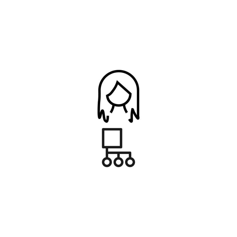 Profession, hobby, everyday life concept. Modern vector symbol suitable for shops, store, books, articles. Line icon of woman by algorithm
