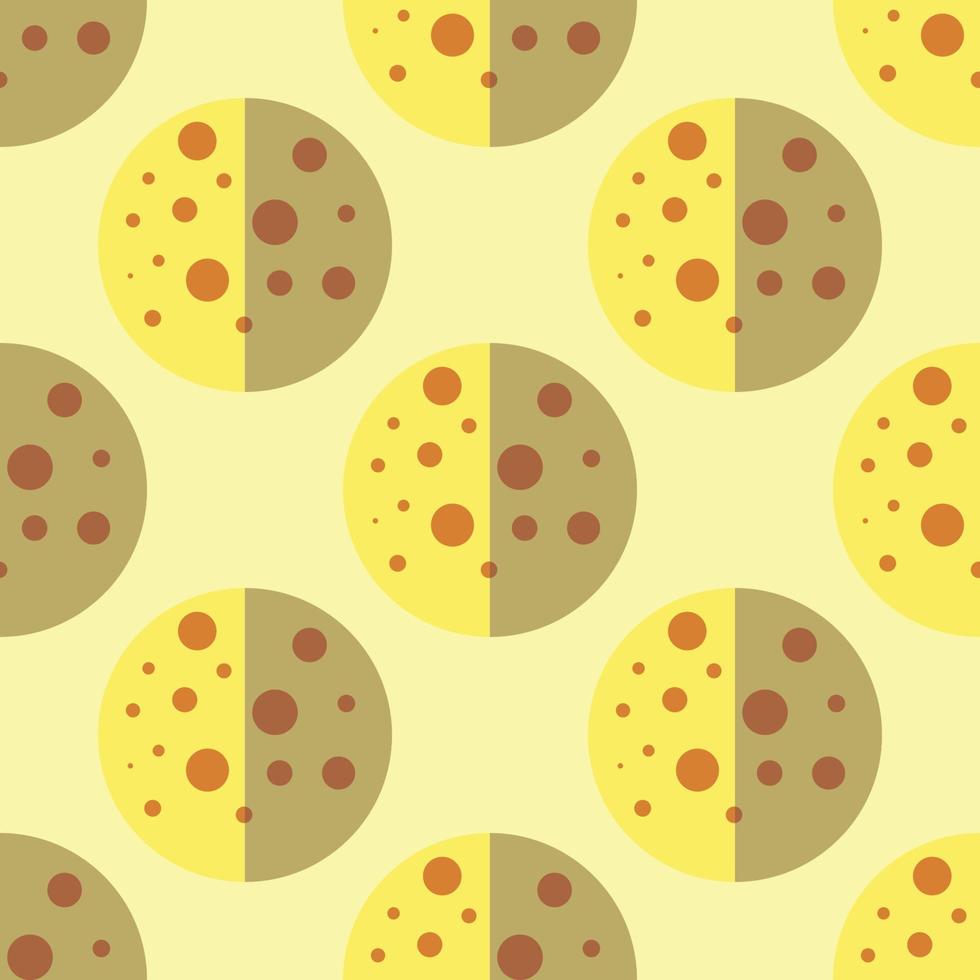 Halloween concept. Vibrant vector seamless pattern of The moon on light yellow background. Perfect for wrapping, wallpapers, postcards, web sites, shops