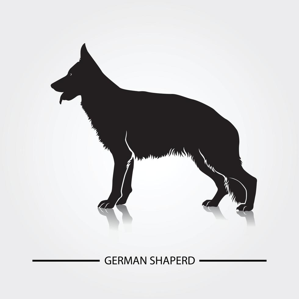 German Shepherd dog silhouette vector illustration.