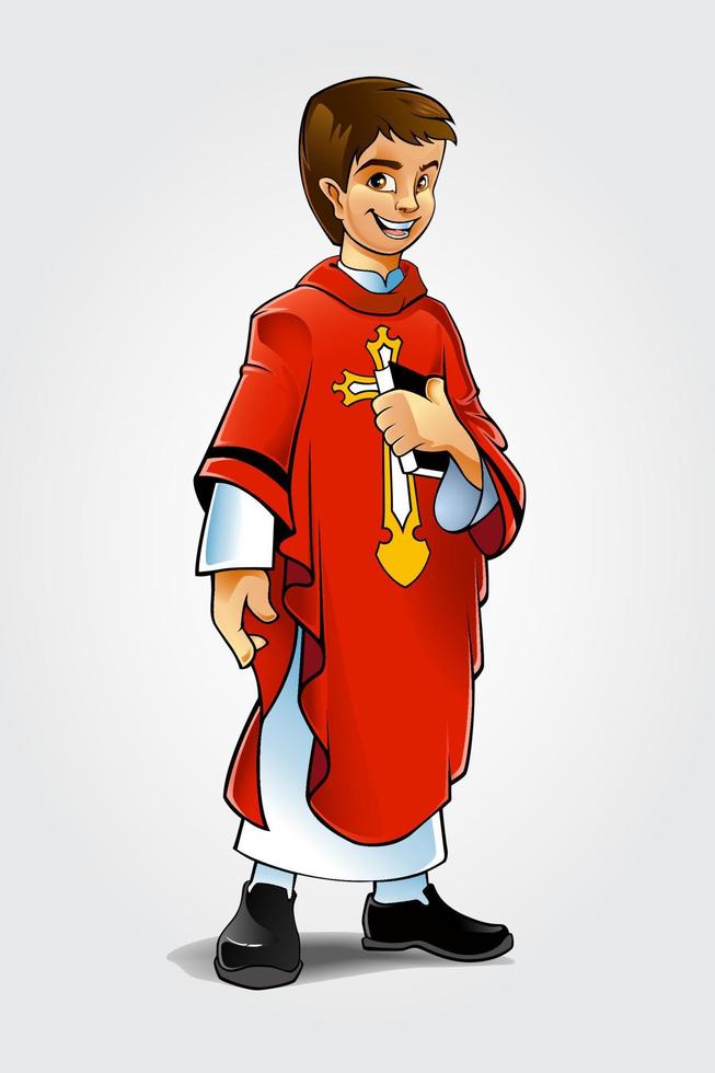 Vector illustration of cartoon catholic priest cartoon.