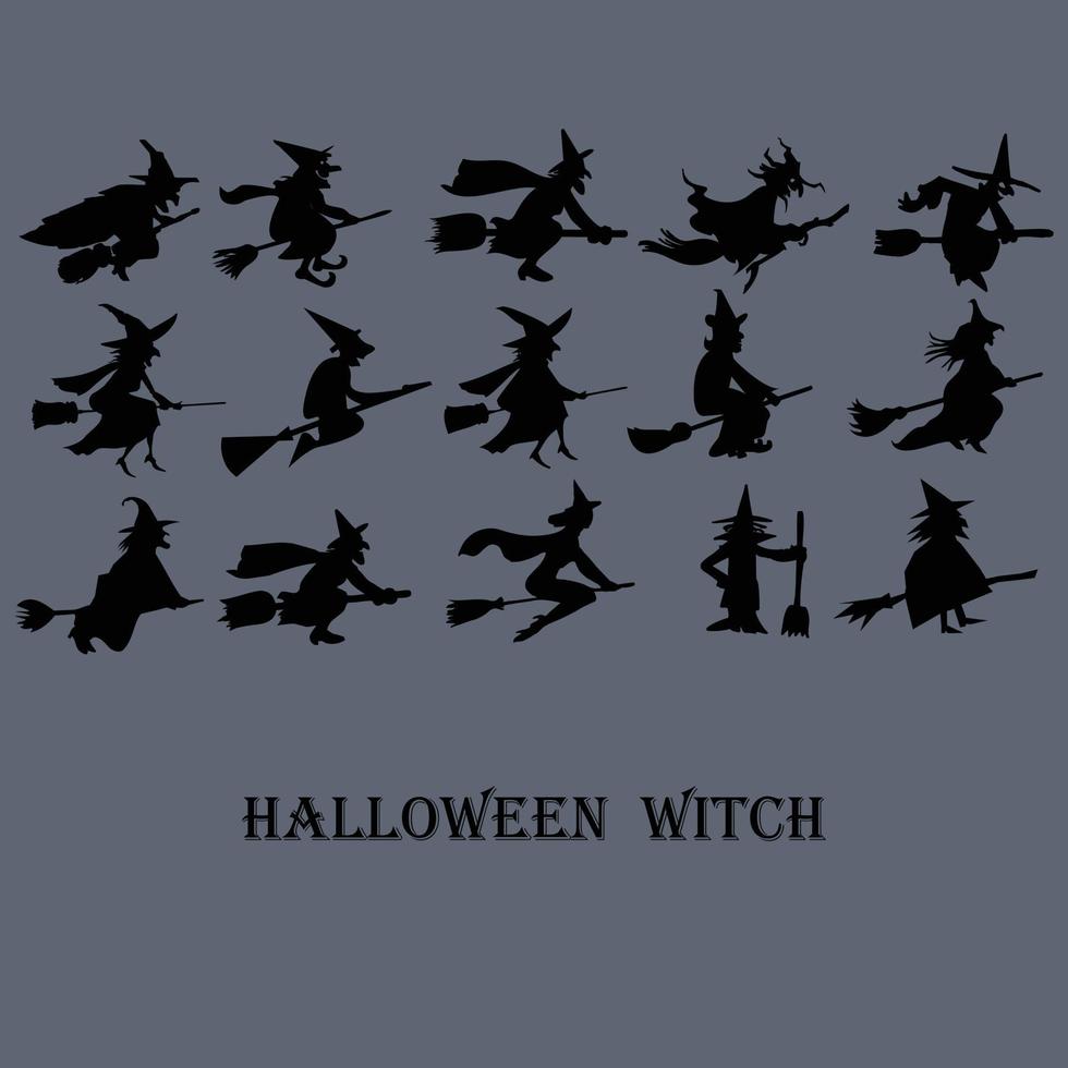 Halloween silhouettes of witch vector