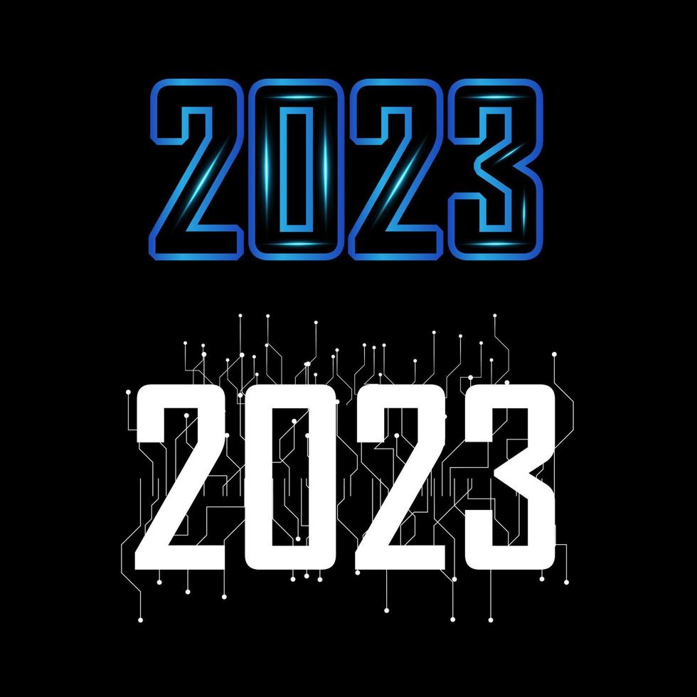 vector de diseño futurista y moderno feliz año nuevo 2023. veinte veintitrés diseño vectorial.