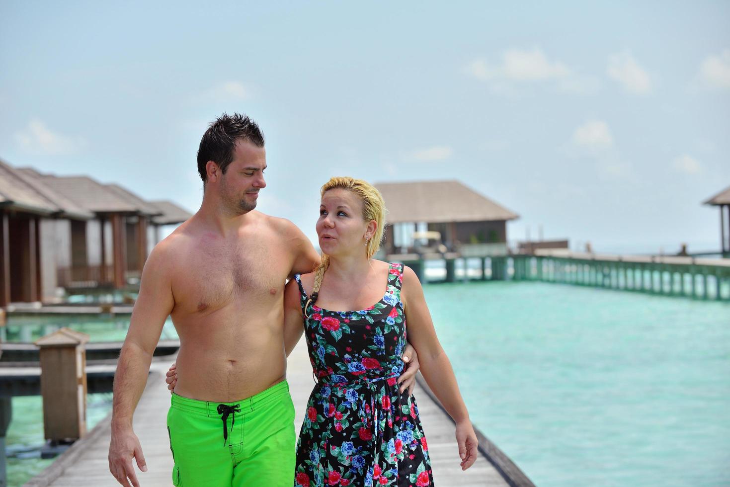happy young  couple at summer vacation have fun and relax photo