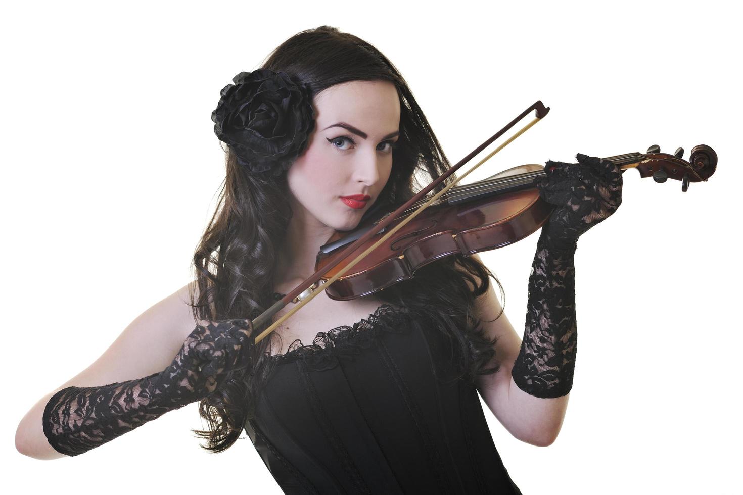 beautiful young lady play violin photo