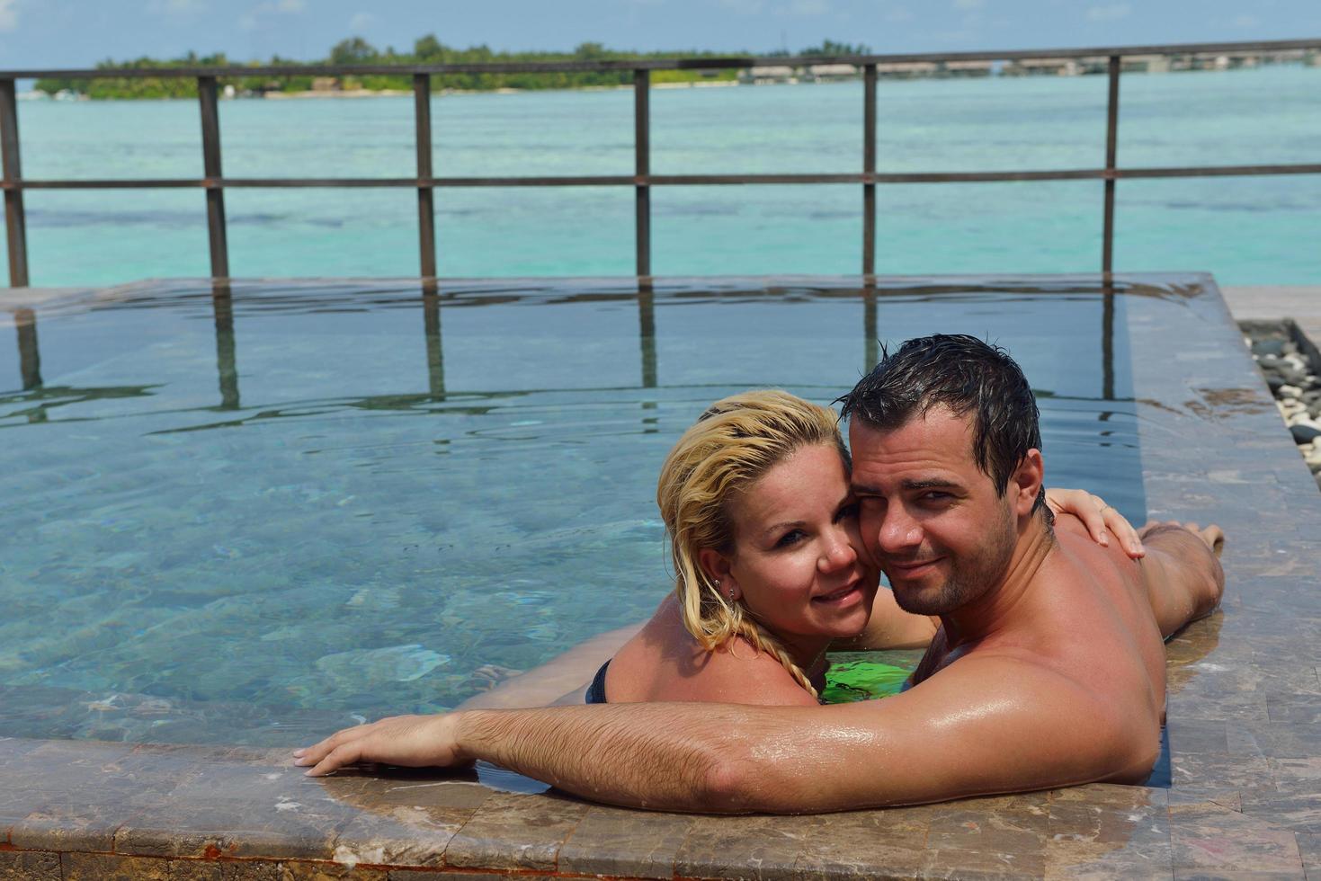 happy young  couple at summer vacation have fun and relax photo