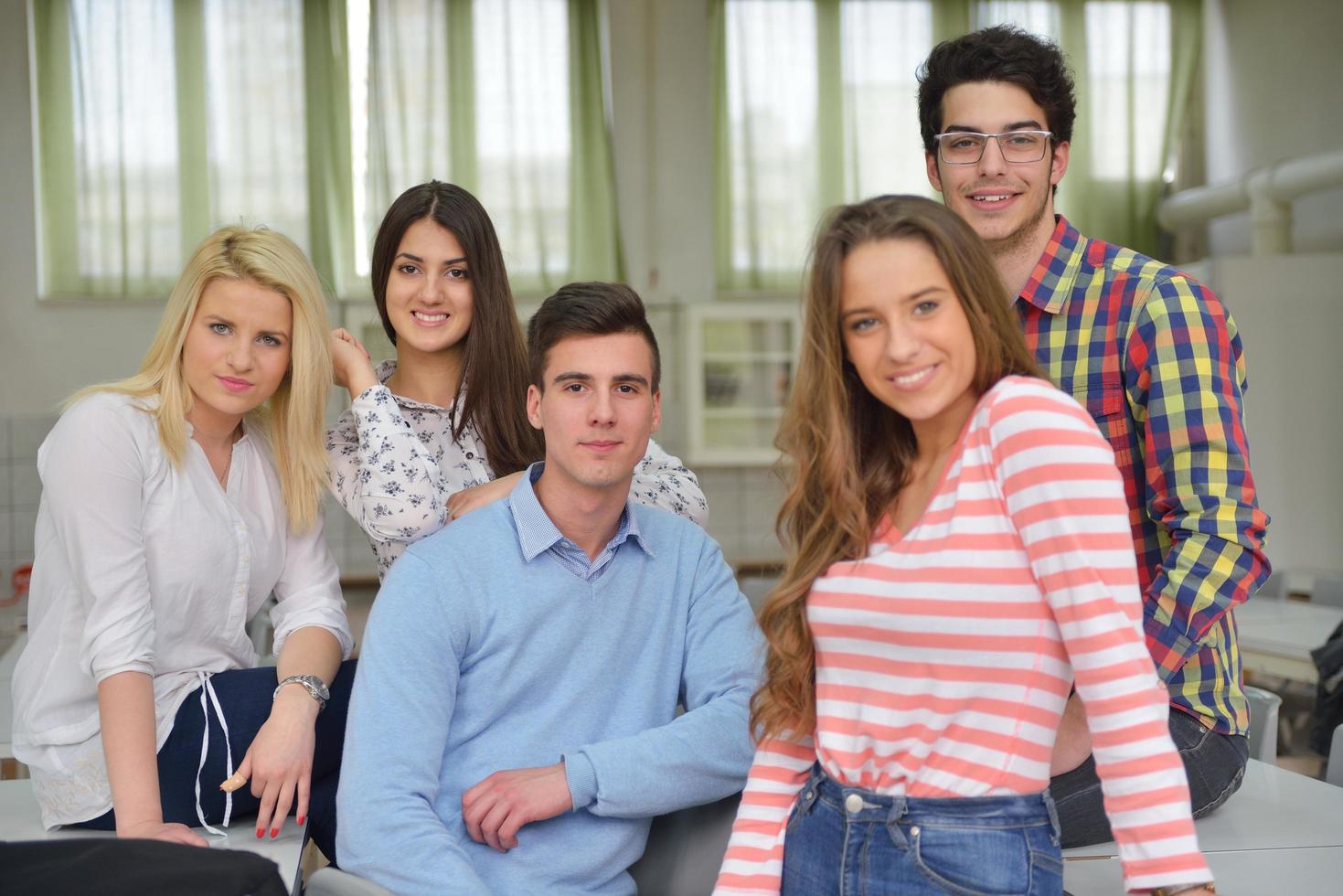 happy teens group in school photo