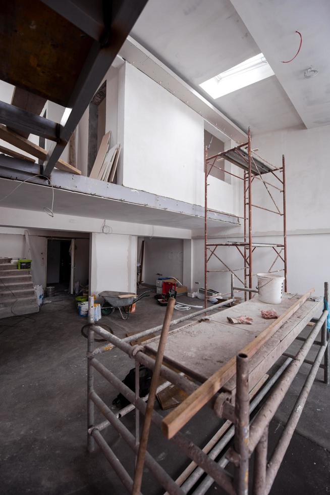 Sweden, 2022 - interior of construction site with scaffolding photo