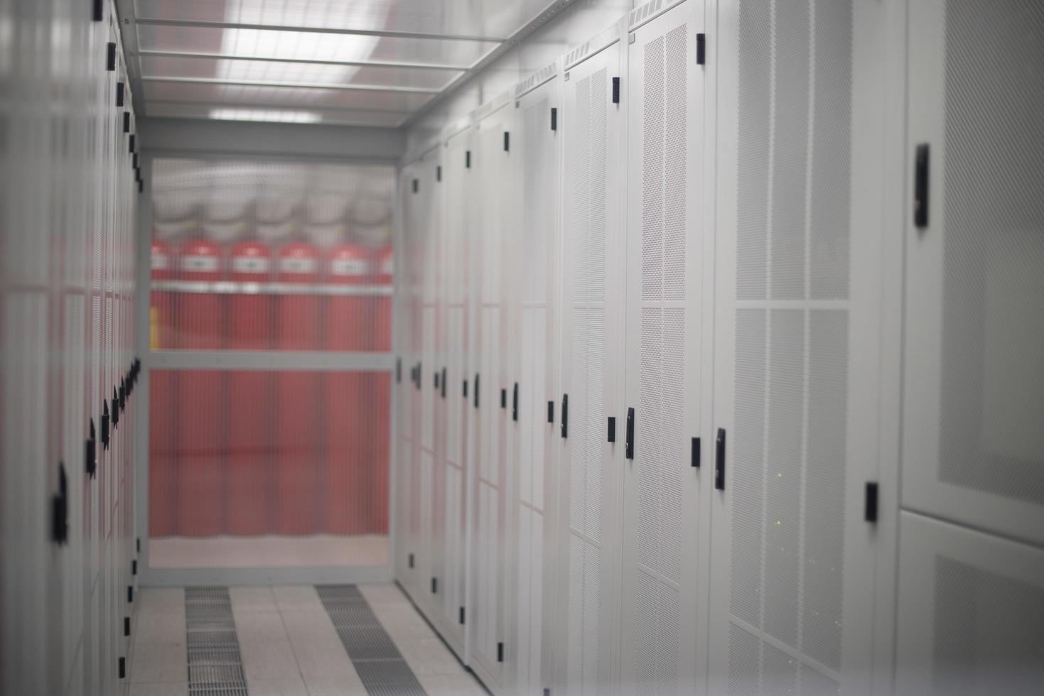 modern server room with white servers photo