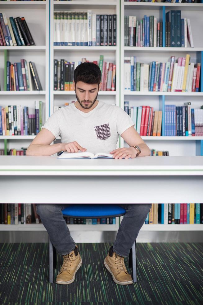 student study  in school library photo