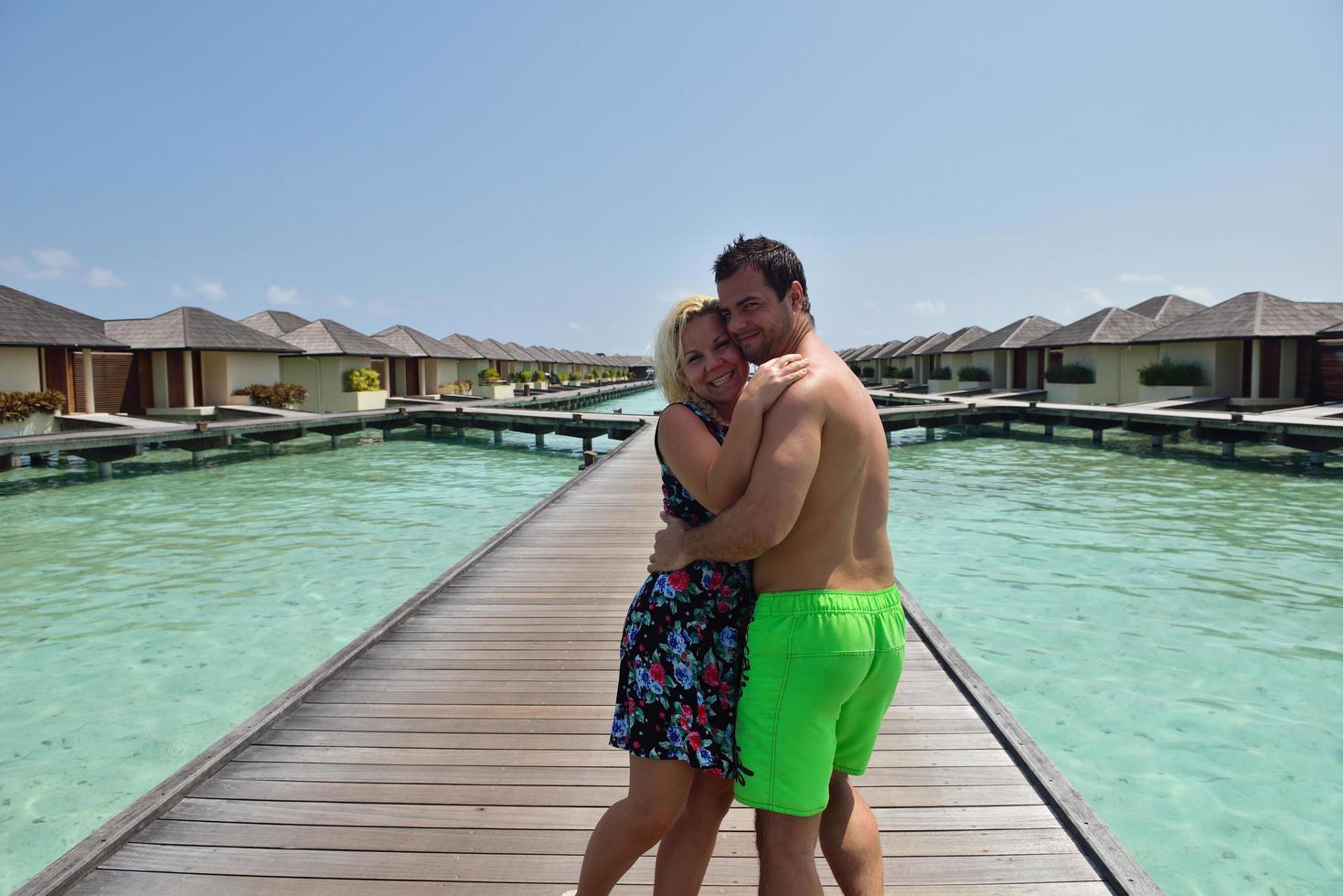 happy young  couple at summer vacation have fun and relax photo