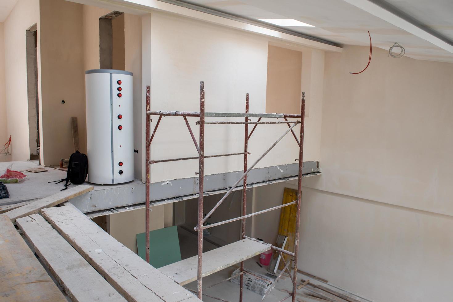 Sweden, 2022 - interior of construction site with scaffolding photo