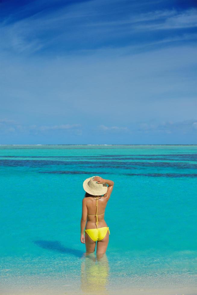 beautiful  woman relax on tropical  beach photo