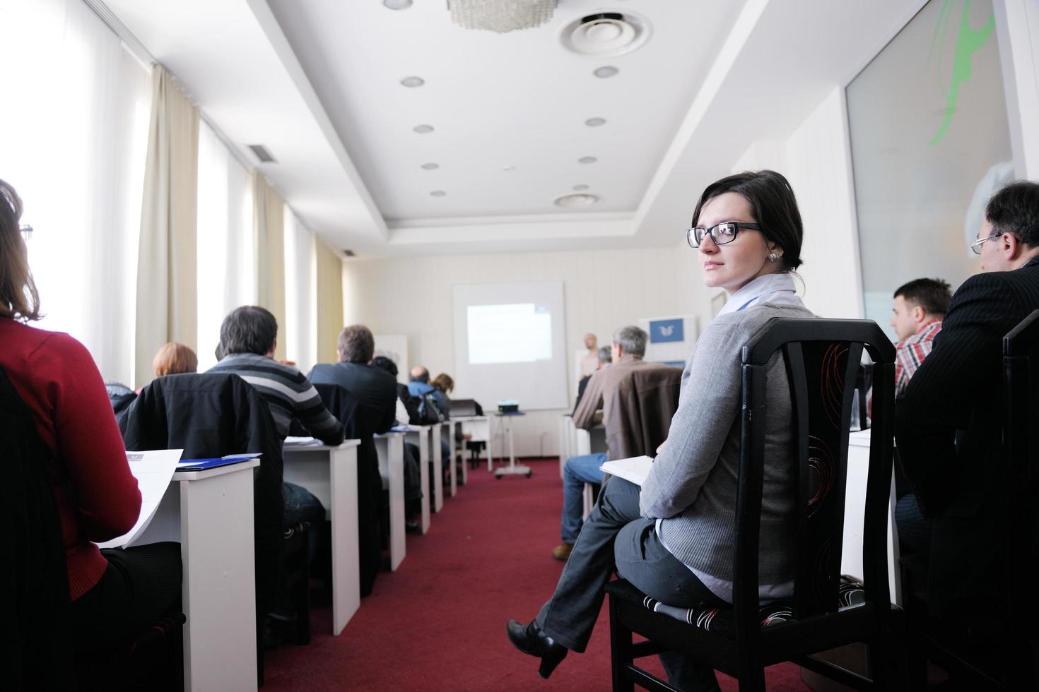 business people group on seminar photo