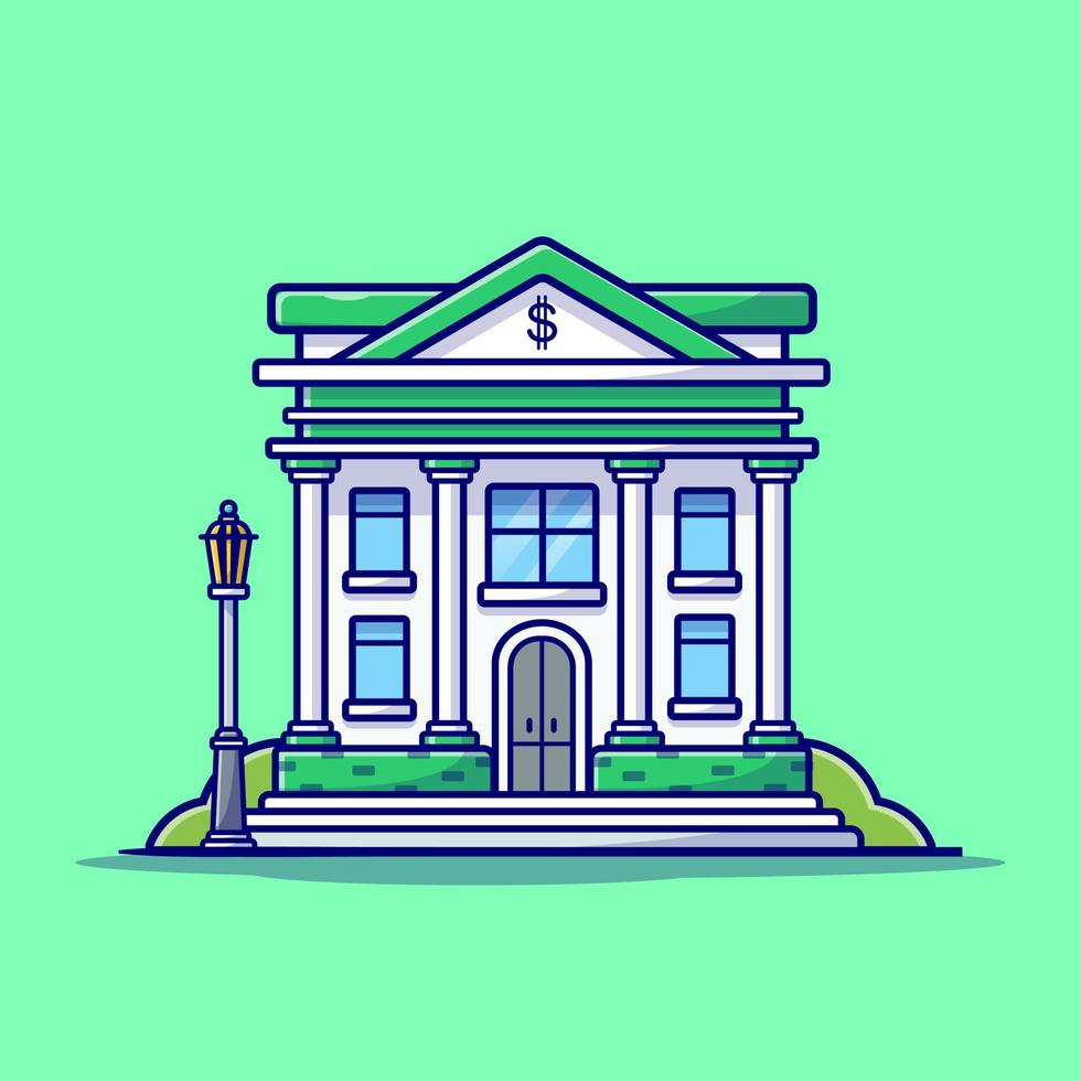 Bank Building Vector Icon Illustration. Business Building Icon Concept Isolated Premium Vector. Flat Cartoon Style