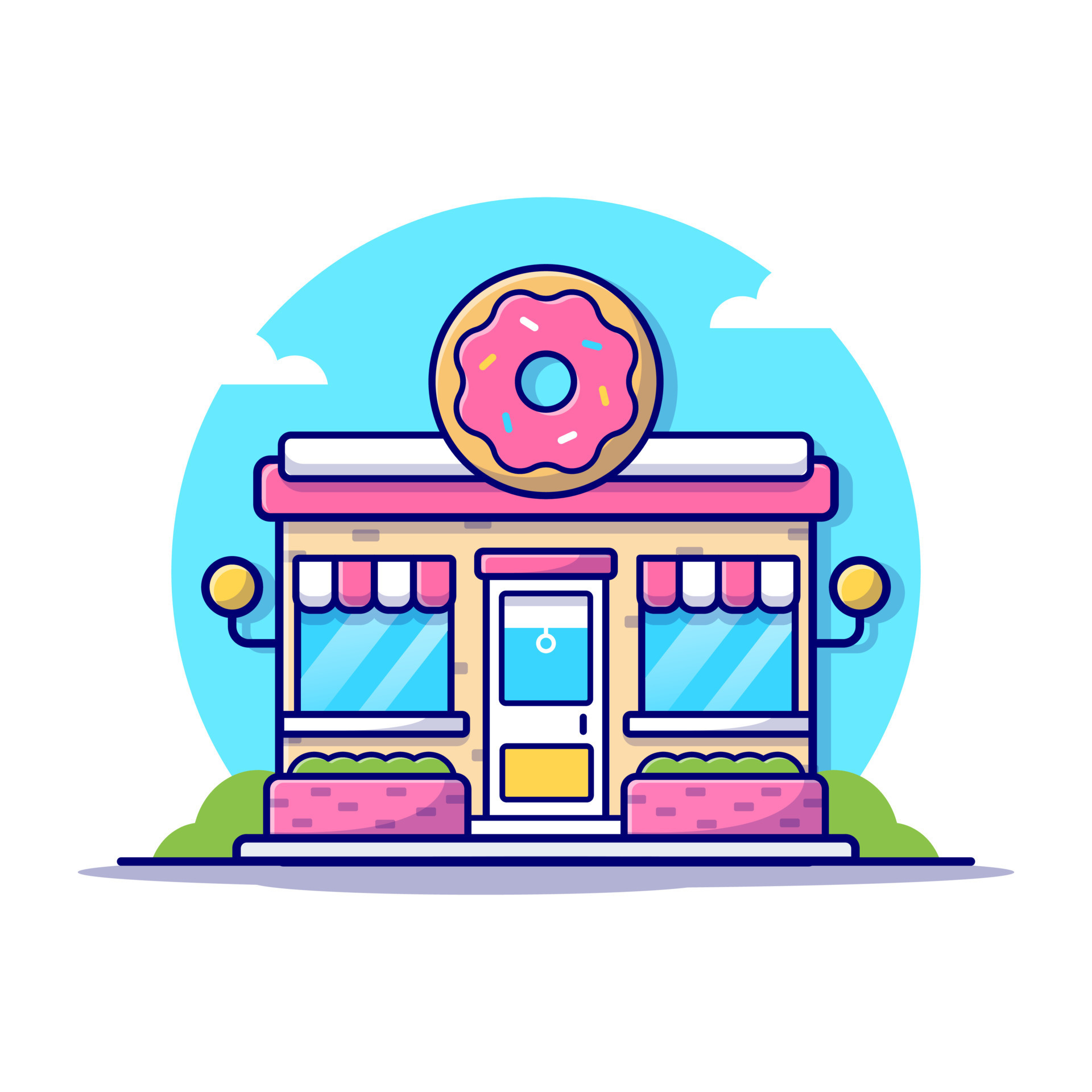 Doughnut Shop Building Cartoon Vector Icon Illustration. Food Building Icon  Concept Isolated Premium Vector. Flat Cartoon Style 11922237 Vector Art at  Vecteezy