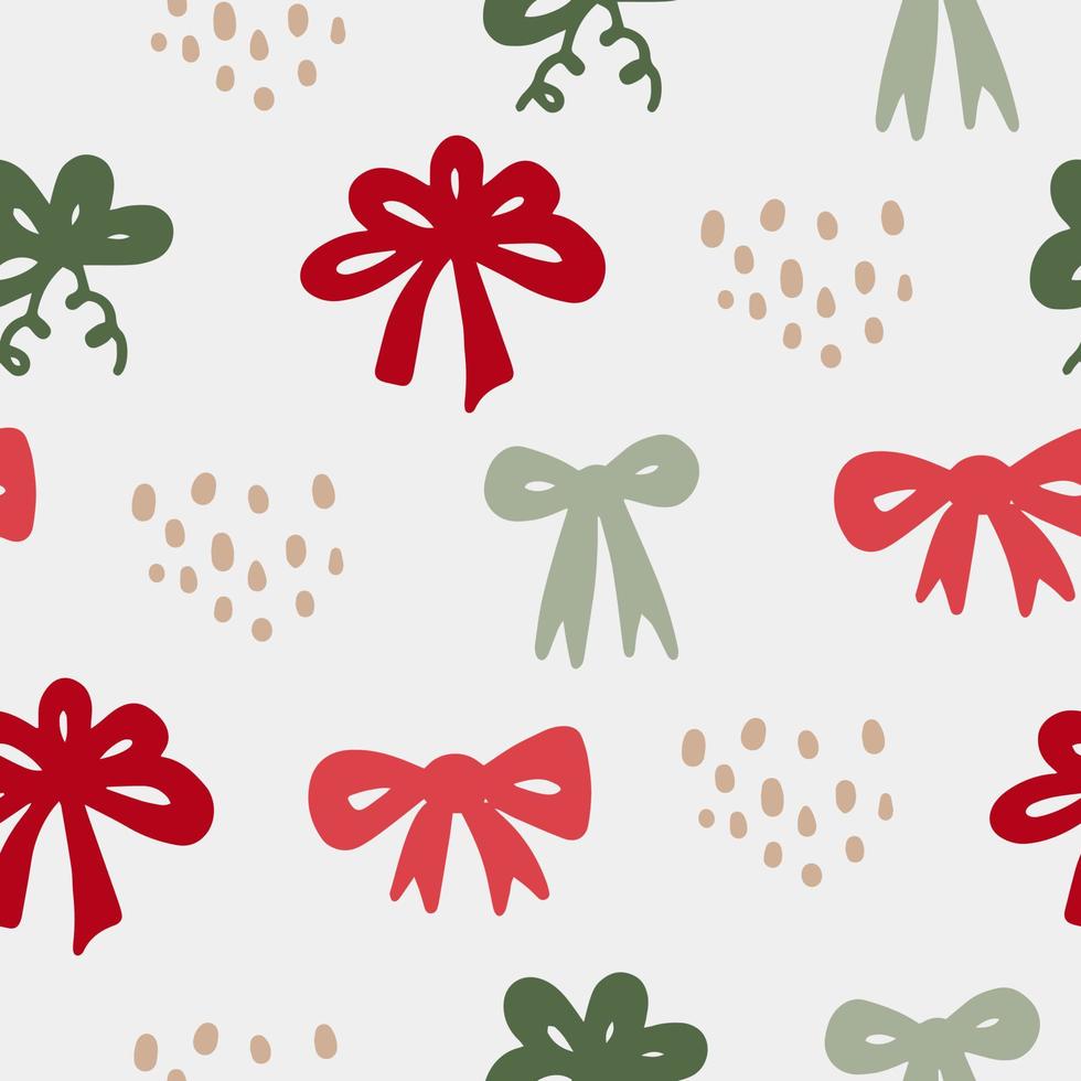 Christmas seamless background with dots and ribbon vector