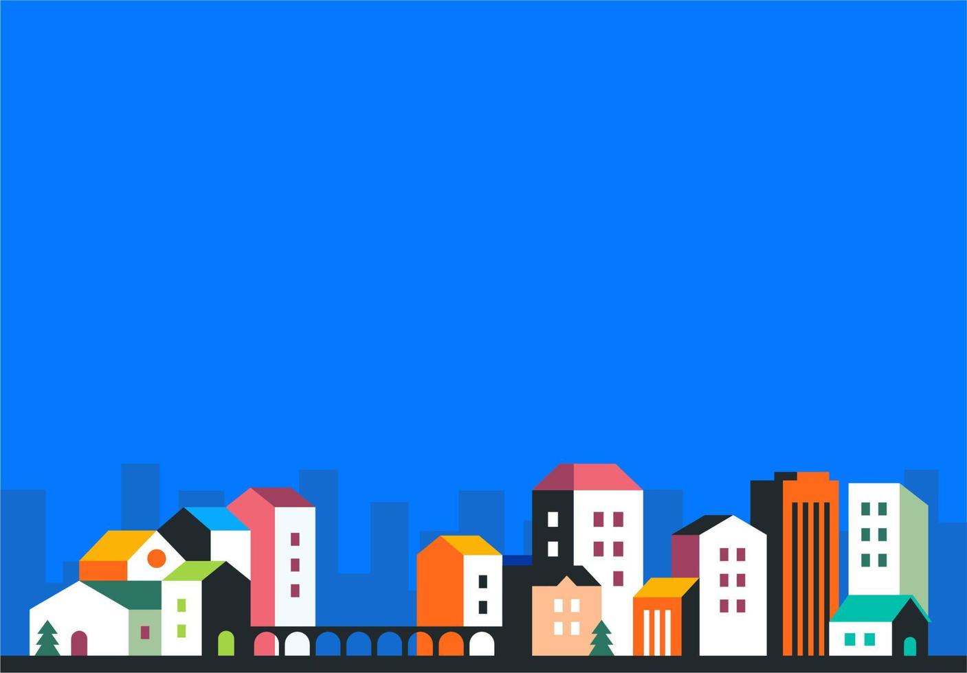 Colorful City Building Skyline Background Design Illustration vector