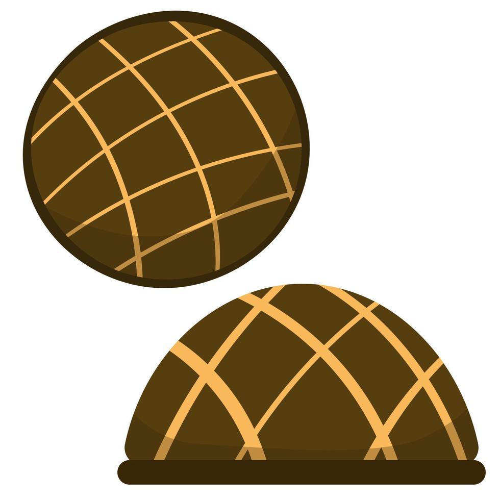 Chocolate brownies. Round-shaped sweets. Cake. Flat vector illustration on white background.