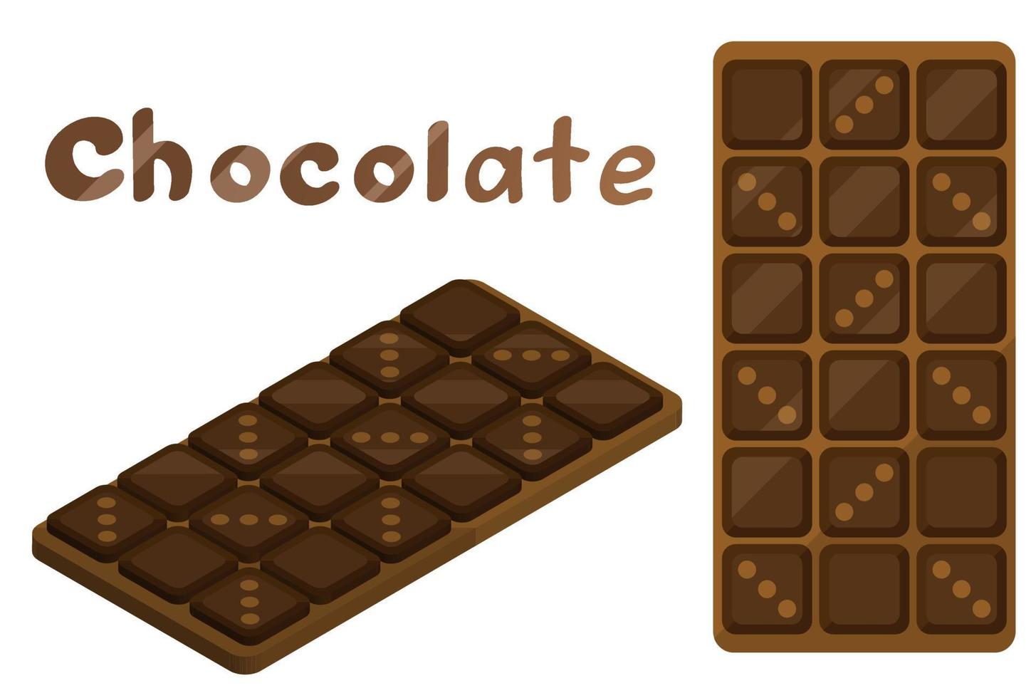 barra de chocolate. conjunto de imágenes vectoriales. diseño de chocolate. ilustraciones vectoriales sobre un fondo blanco. isometricos vector