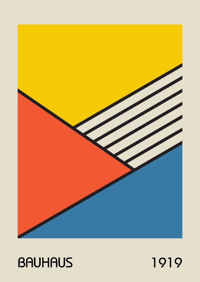 afiches de diseño geométrico mínimos de los años 20, arte mural, plantilla, diseño con elementos de formas primitivas. fondo de patrón retro bauhaus, círculo abstracto vectorial, triángulo y arte de línea cuadrada. vector