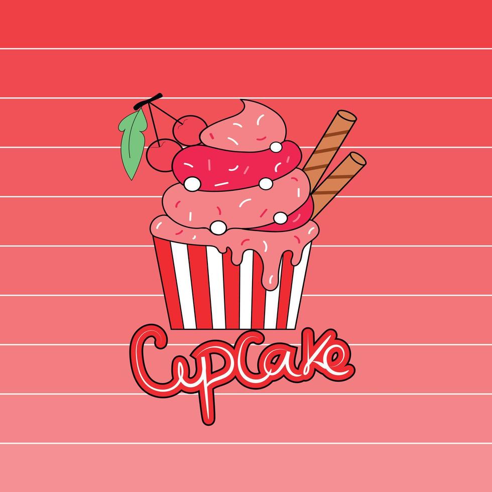 Colorful cute baby cupcake illustration vector