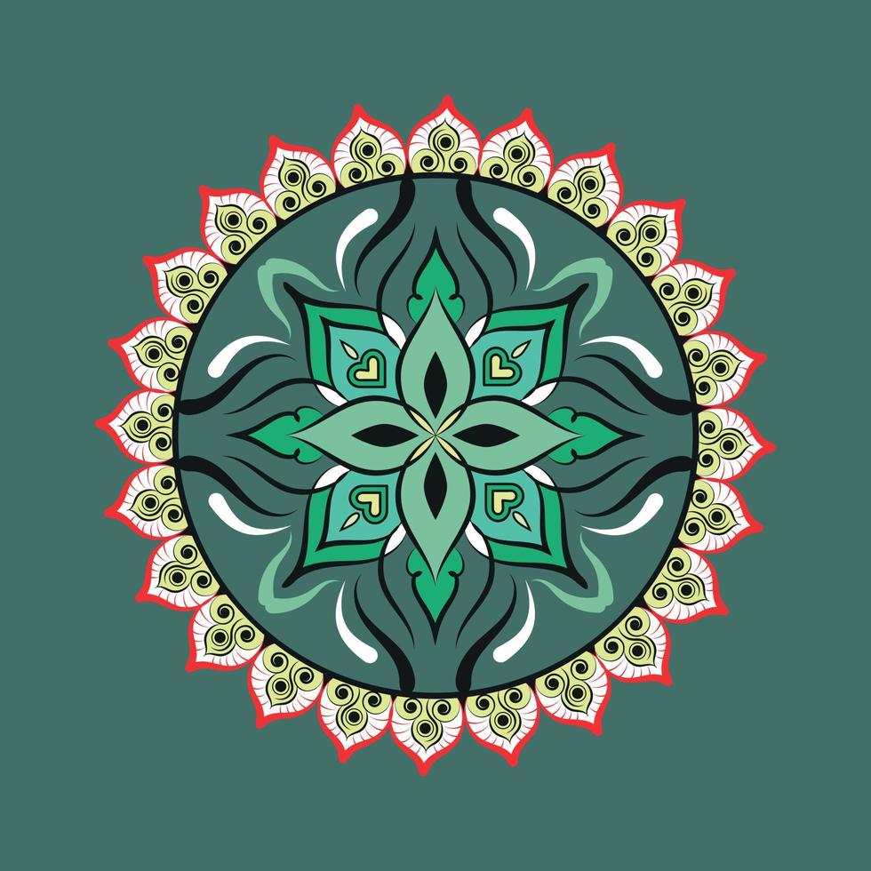 Colorful floral Indian Free vector mandala artwork with a simple background