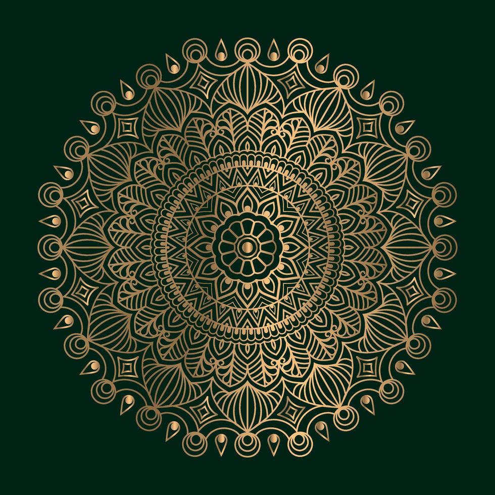 Luxury ornamental and Indian mandala design in golden color  background vector