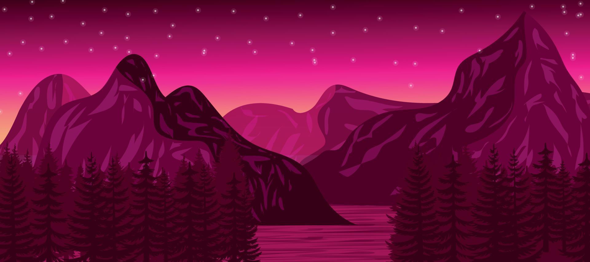 Red violet mountain range landscape illustration background vector