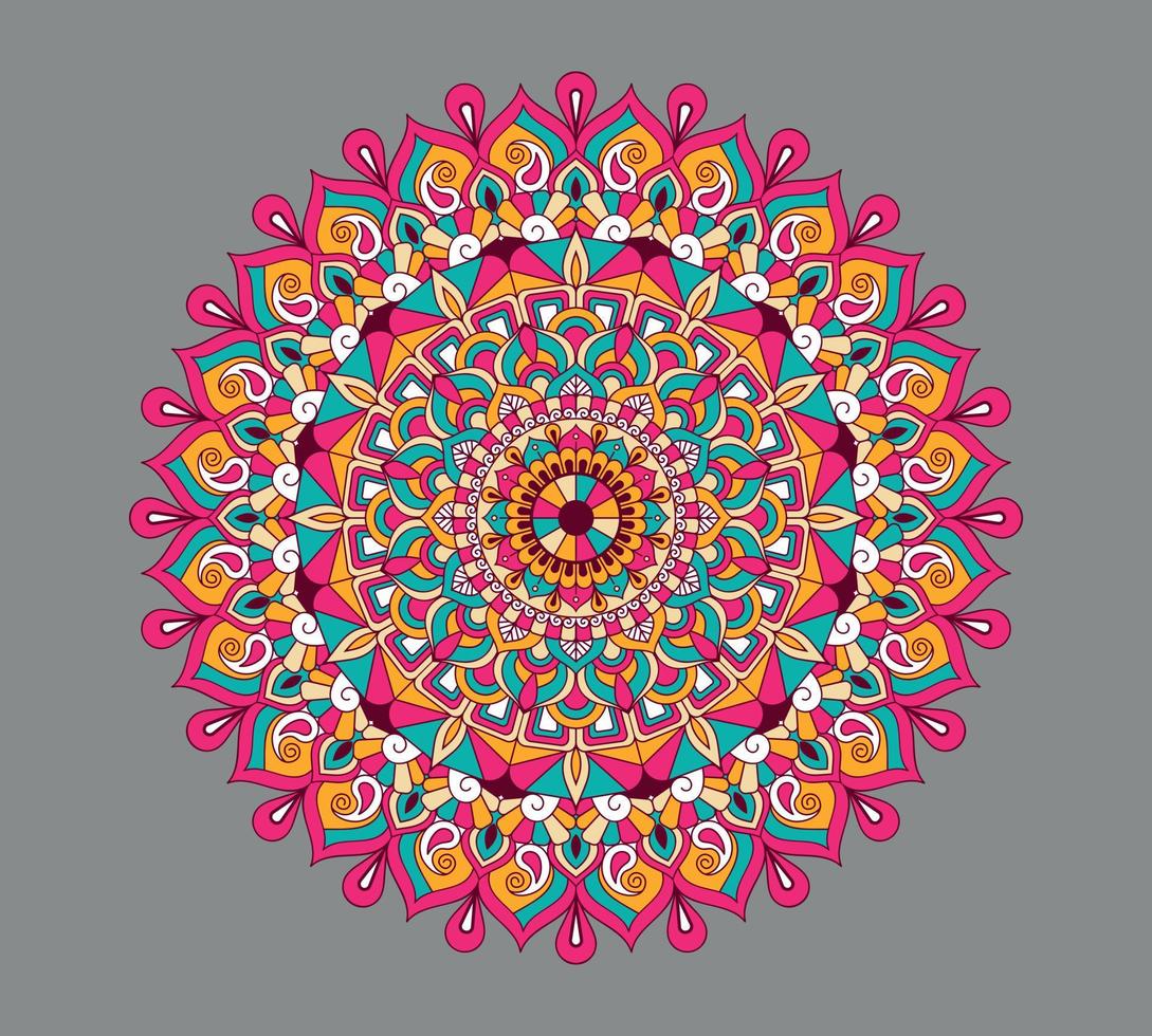 coloridas ilustraciones de mandala de vector libre indio floral con un fondo simple