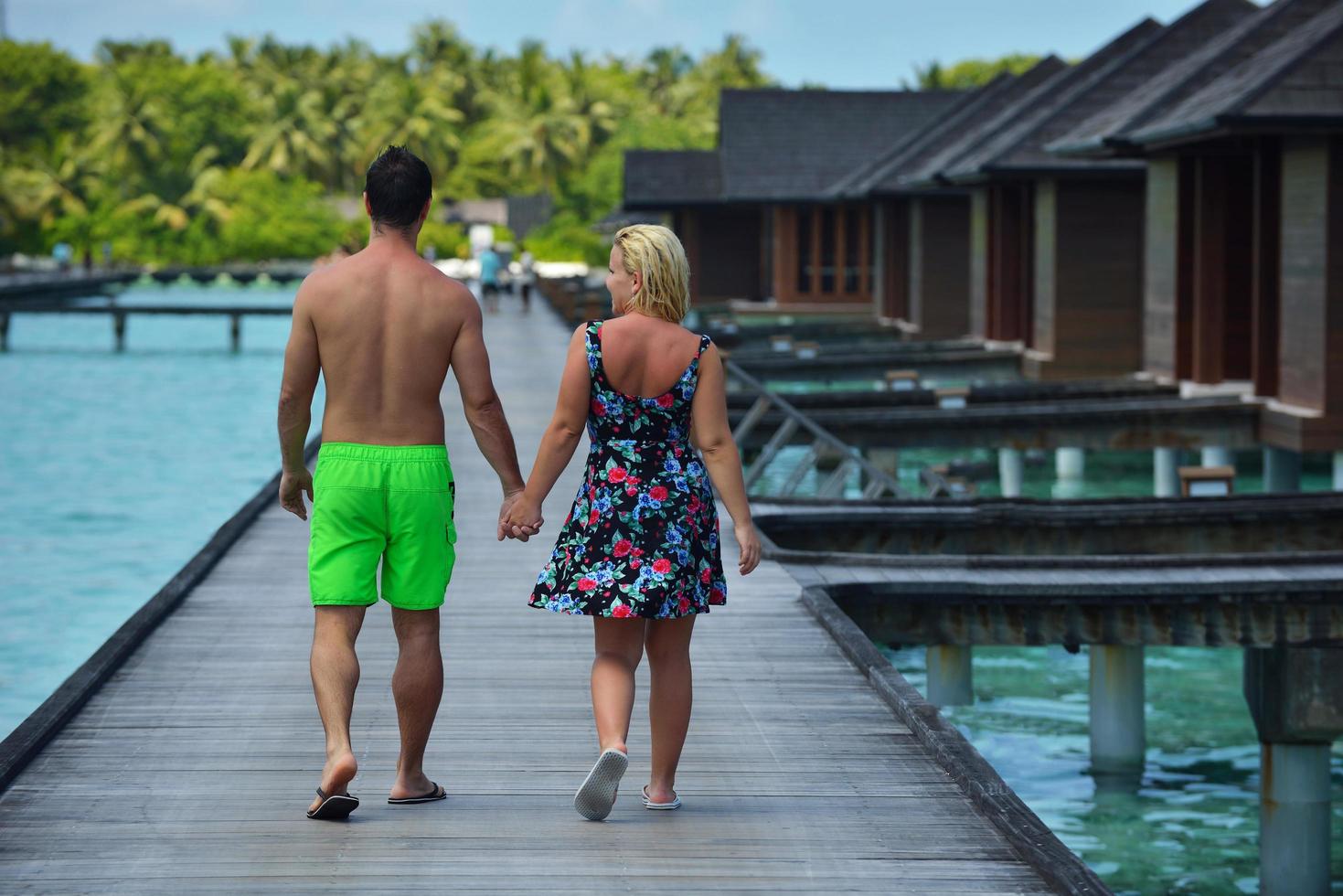 happy young  couple at summer vacation have fun and relax photo