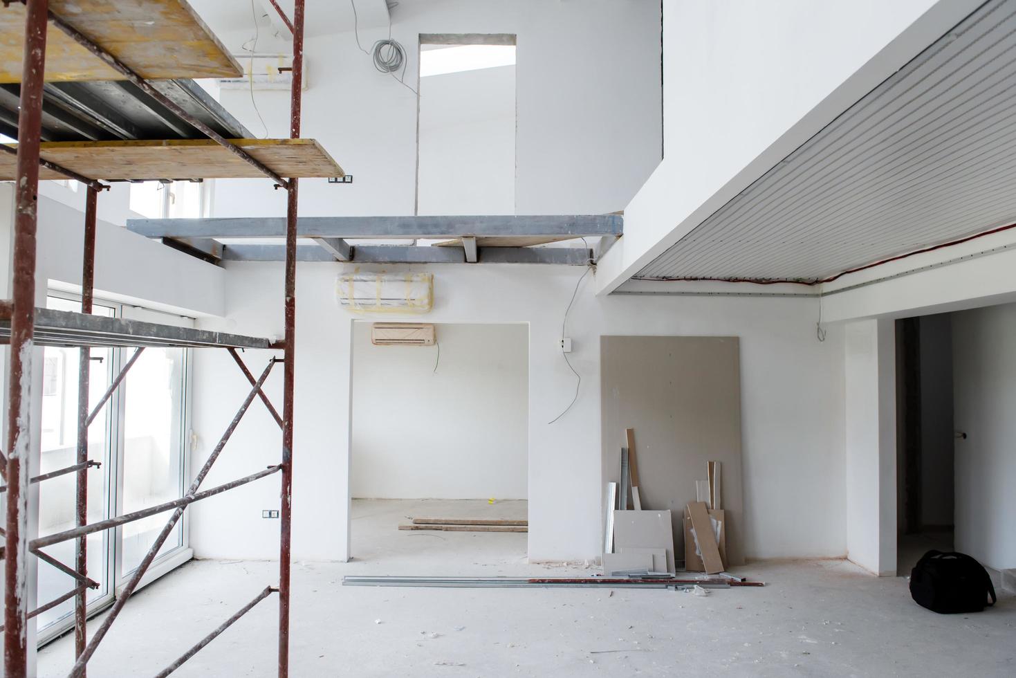 Sweden, 2022 - interior of construction site with scaffolding photo