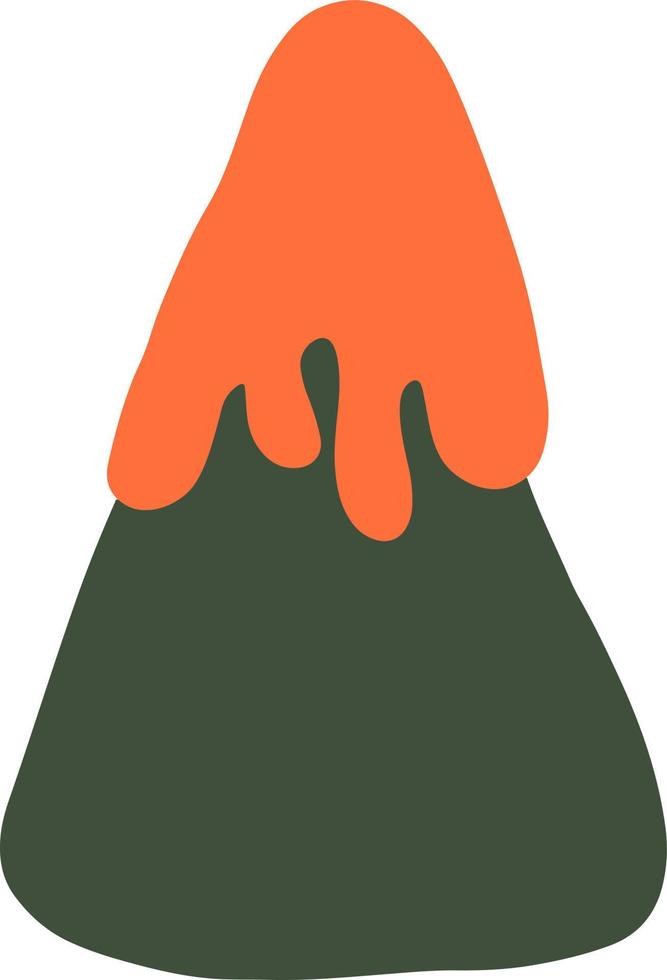 Unusual mountain side view. Summit peak, orange-green mountain. Vector illustration