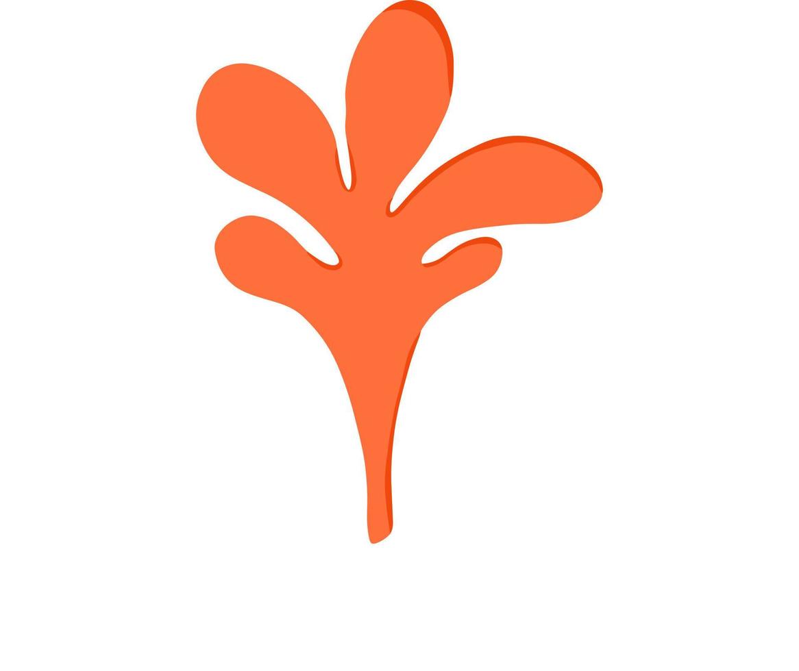 Leaf plant, orange flower, flat style plant. Vector illustration