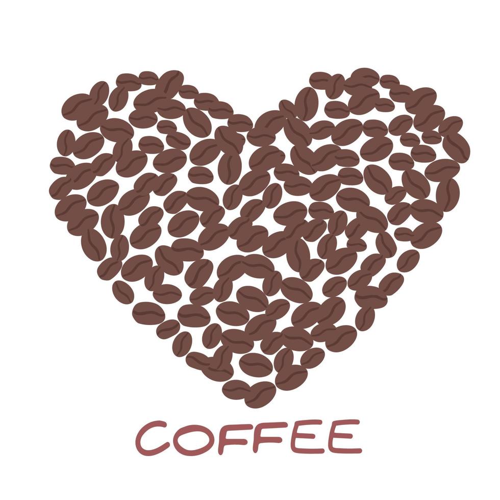 Valentine day heart from coffee beans, vector illustration