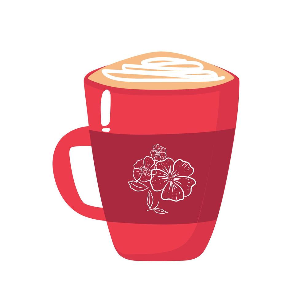 taza de café roja en estilo de diseño plano. ilustración vectorial vector