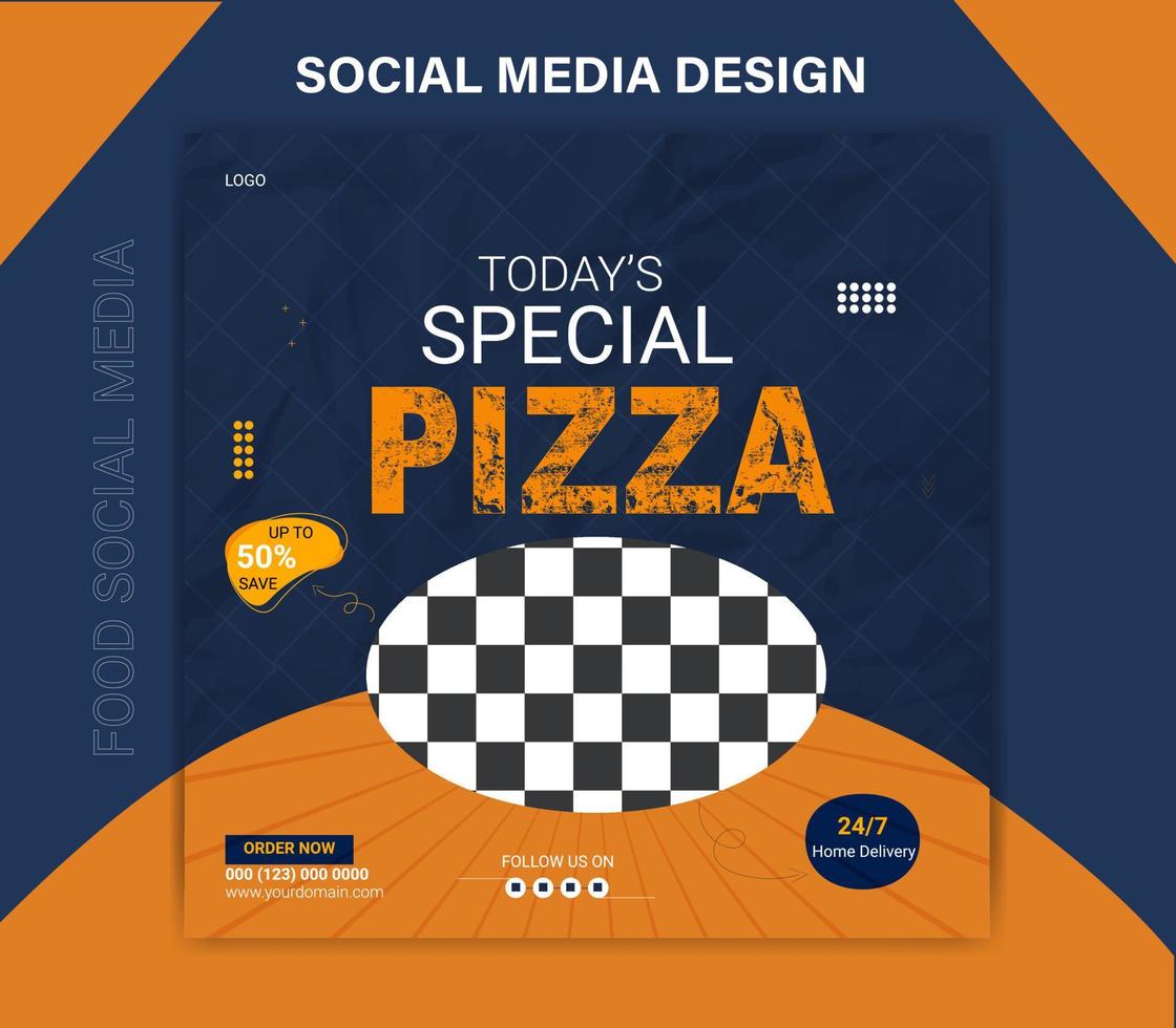 plantilla de publicación de banner de redes sociales de comida de pizza vector