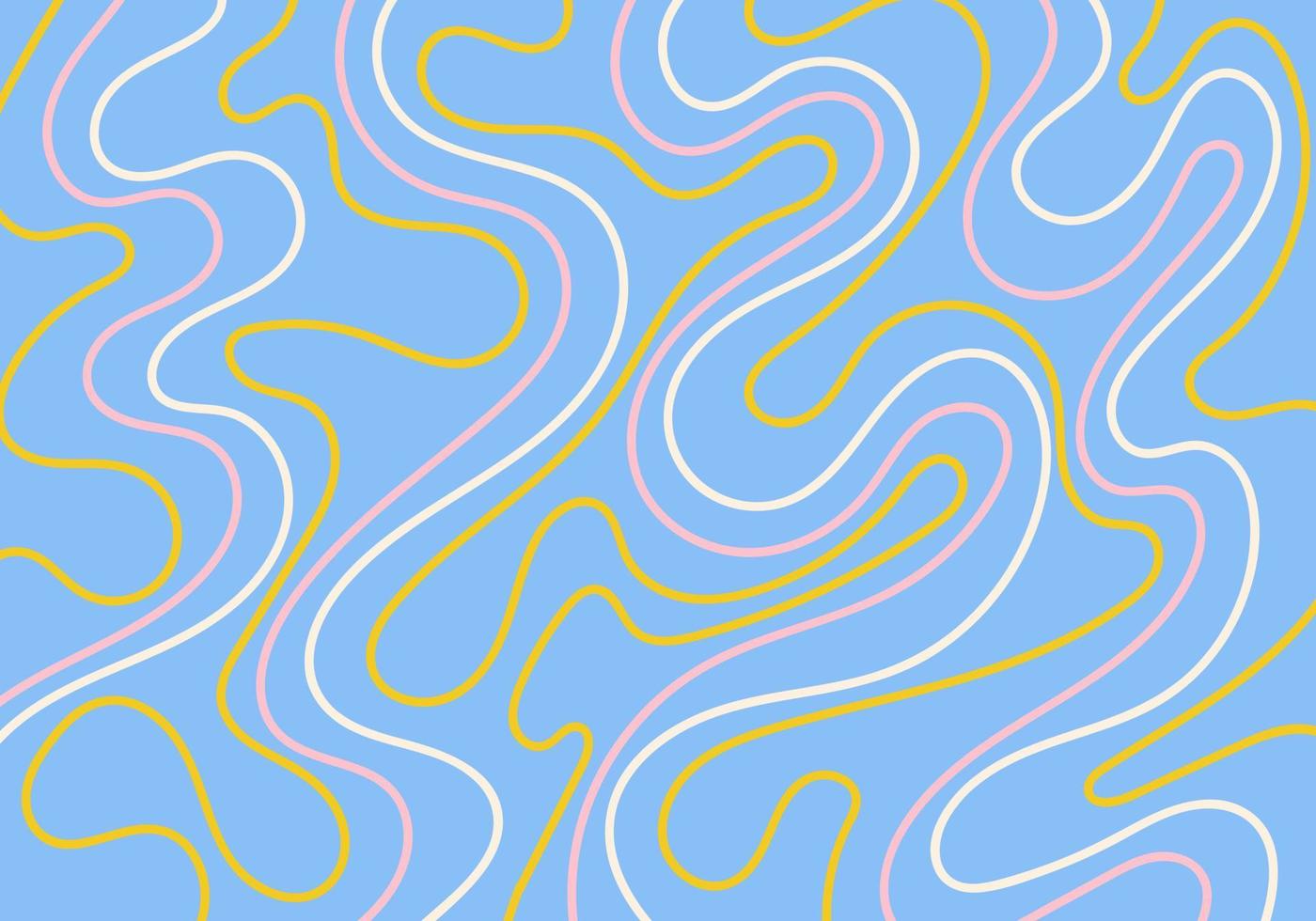 Abstract background with colorful curving pink, yellow, white lines on  blue background vector