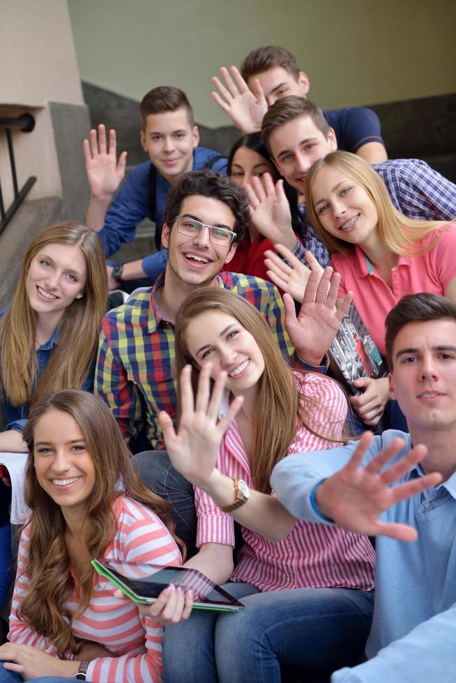 happy teens group in school photo