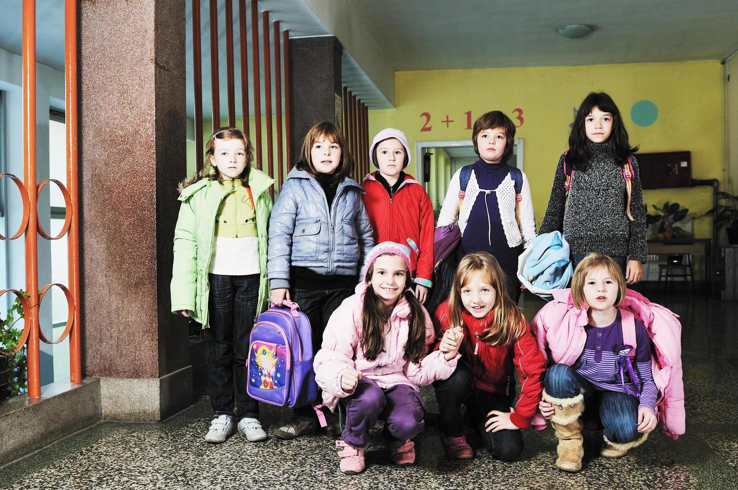 happy children group in school photo