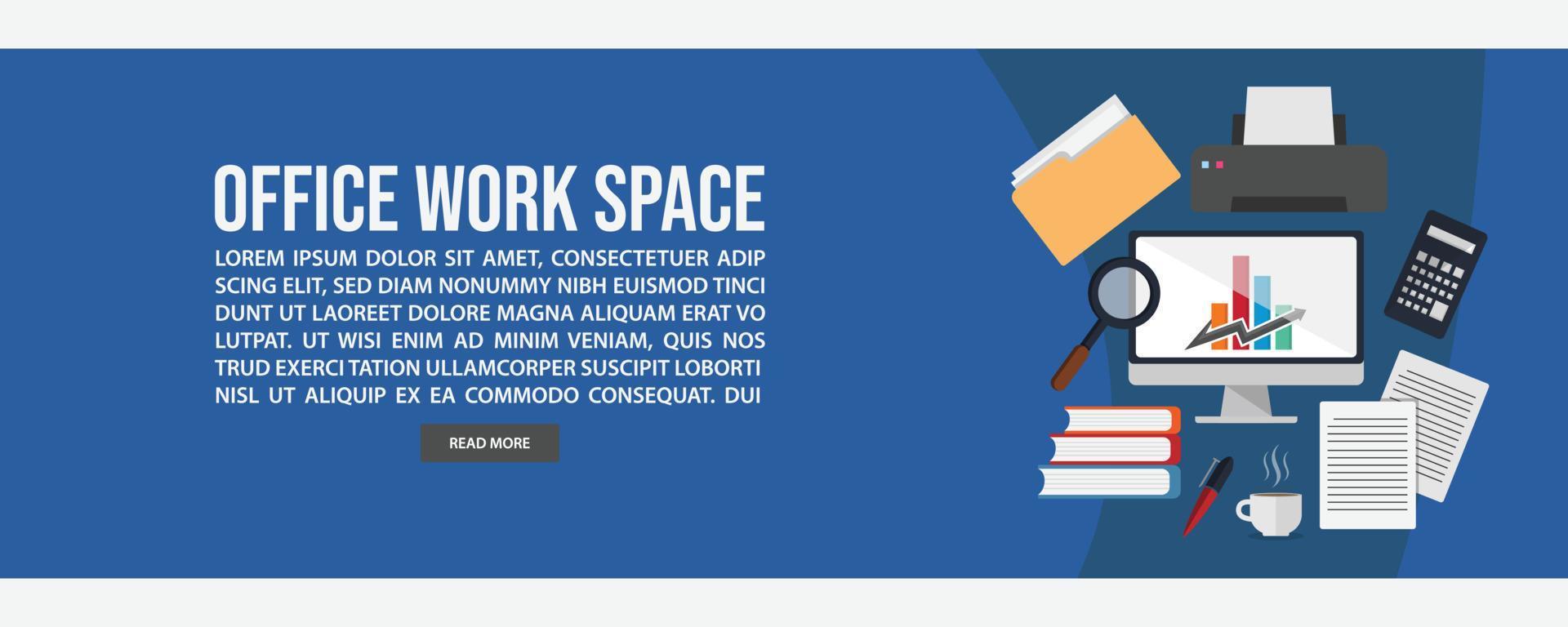 Work space web banner template design vector