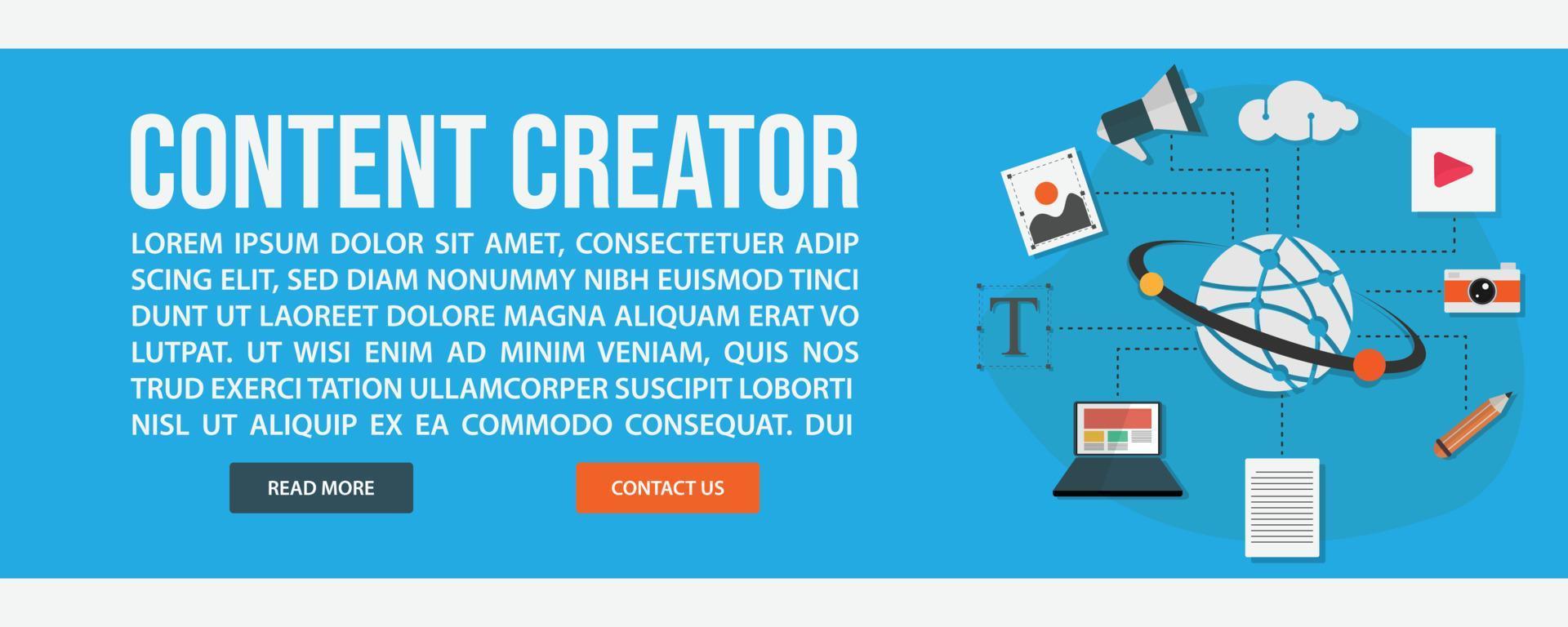 Content creator web banner template vector