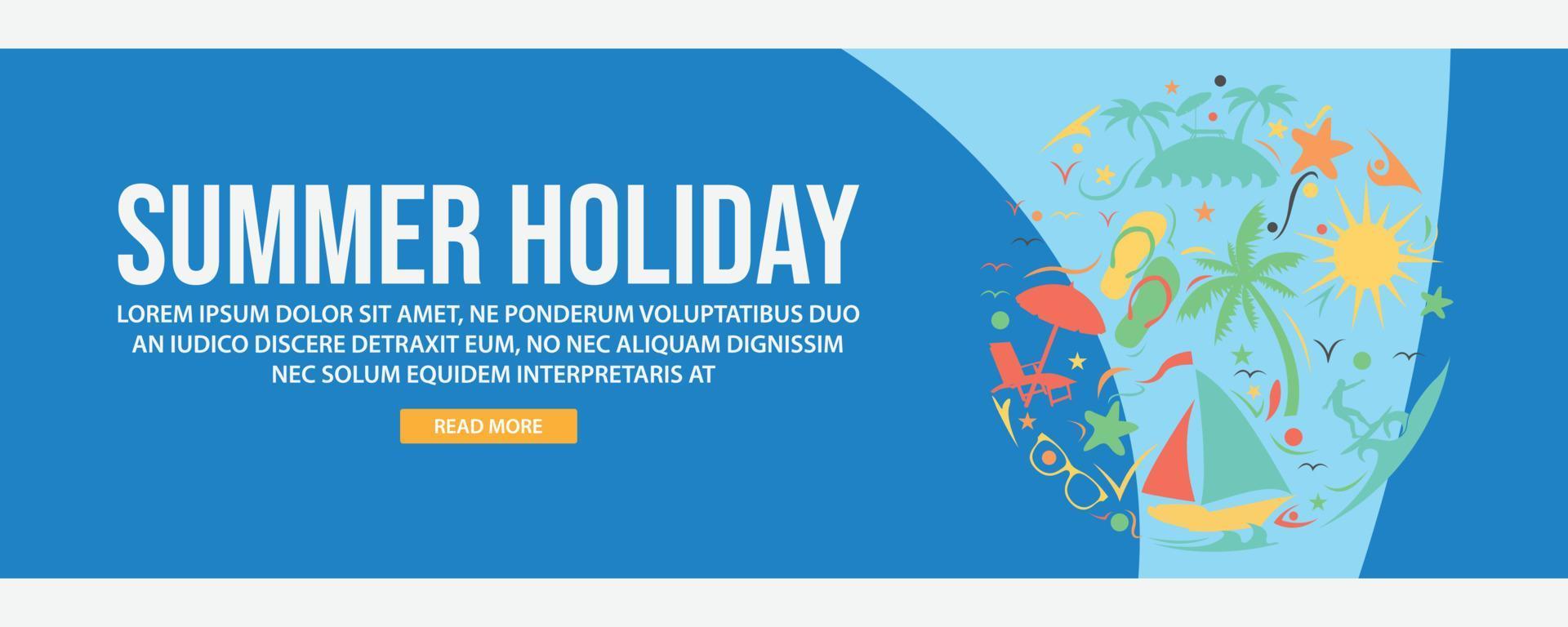 Summer holiday web banner template vector