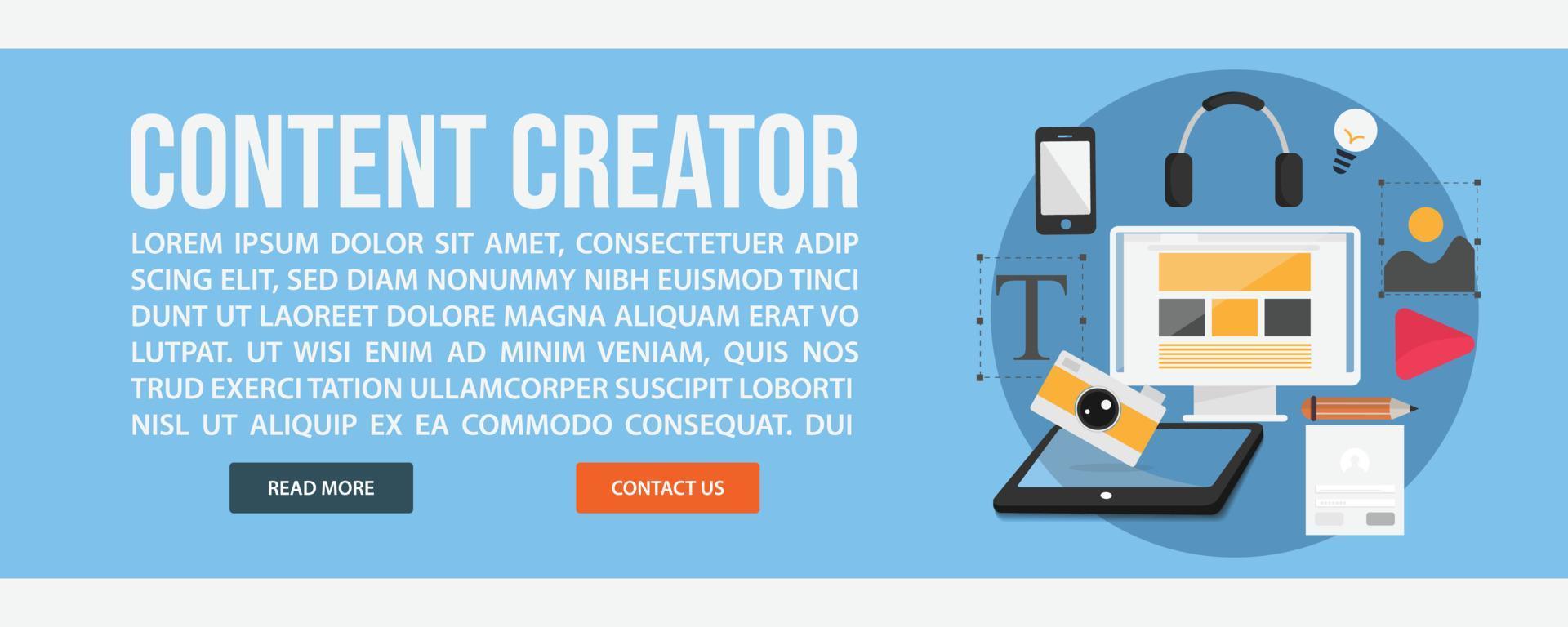 Content creator web banner template vector