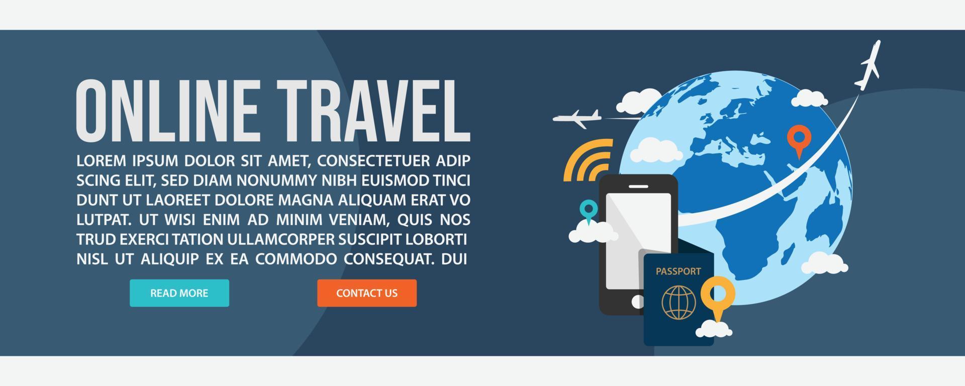 Online travel web banner template design vector