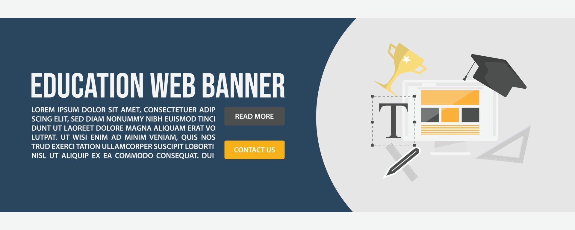 Education web banner template design vector