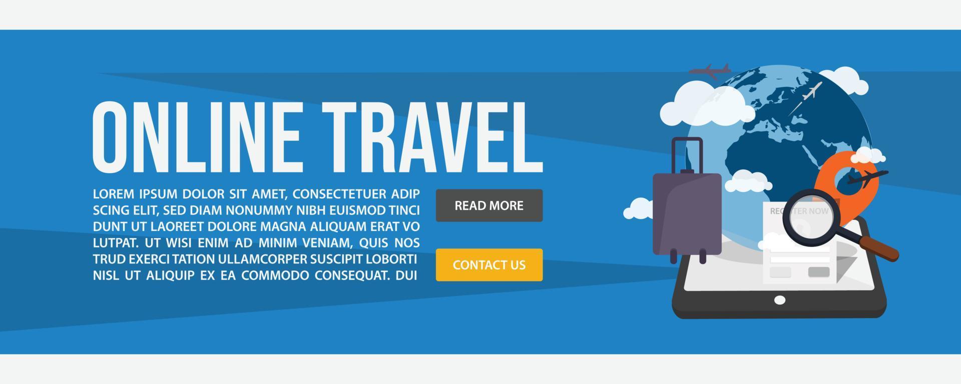 Online travel web banner template design vector