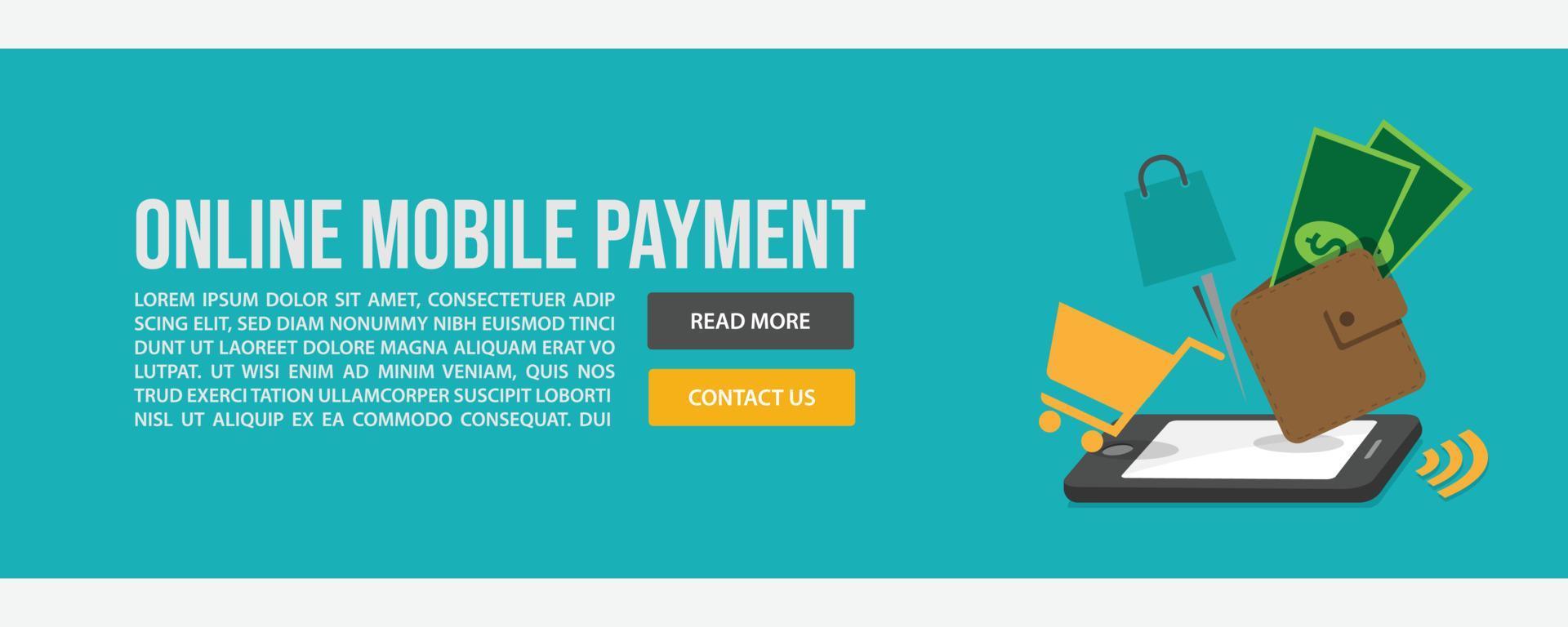 Online mobile payment web banner vector